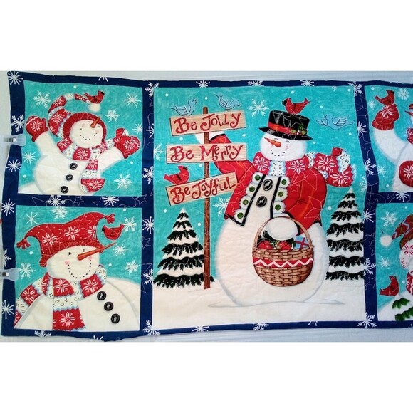 24"x48" Handmade Finished Snowman Baby Quilt Lap Quilt wall hanging cottage core - Picture 2 of 6